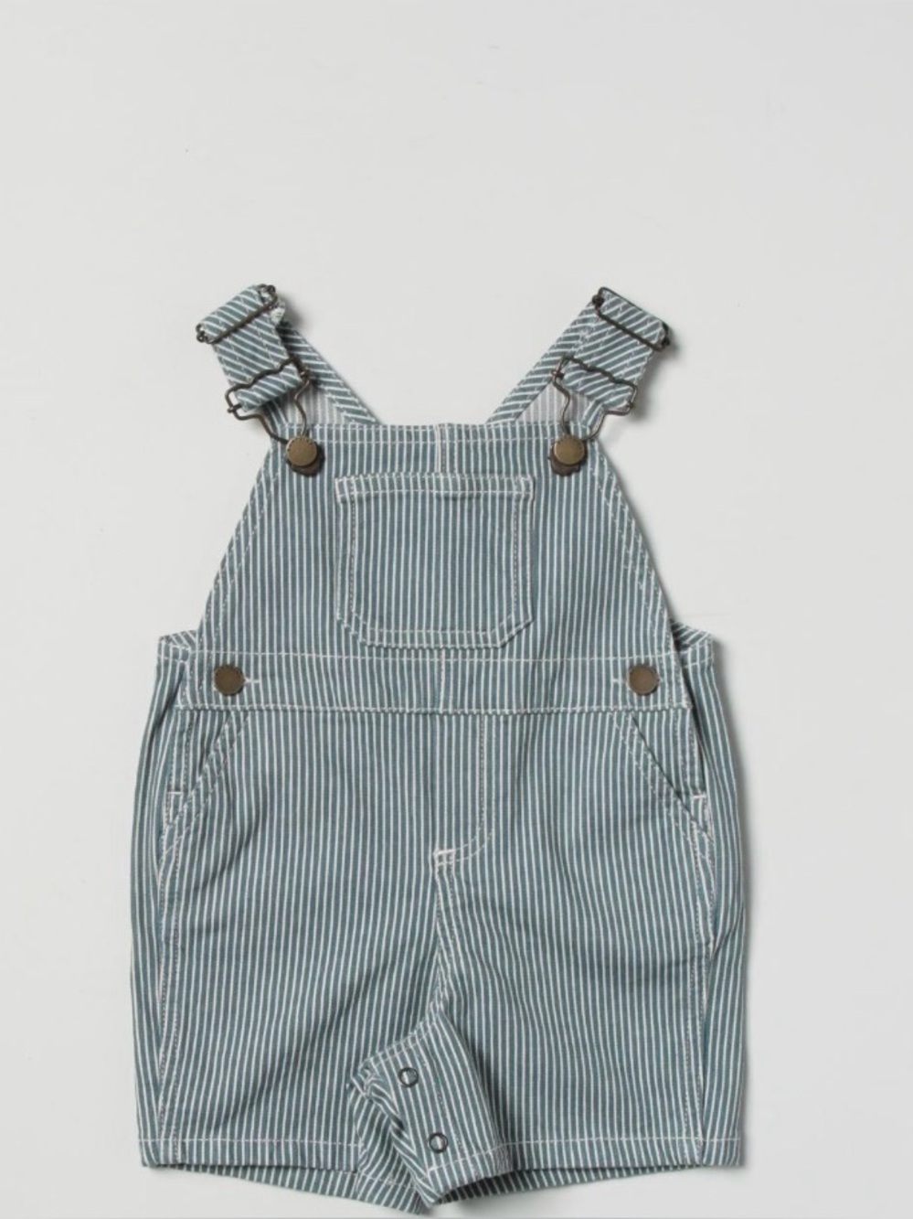 NWT Bonpoint Baby Green Striped Casper Overalls Unisex Size 12 Months
